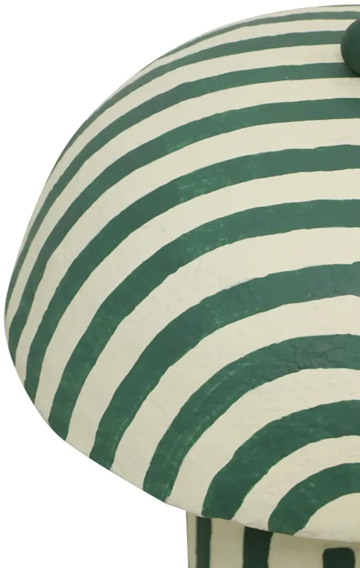 Maiori Dark Green Striped Papier Mache Table Lamp