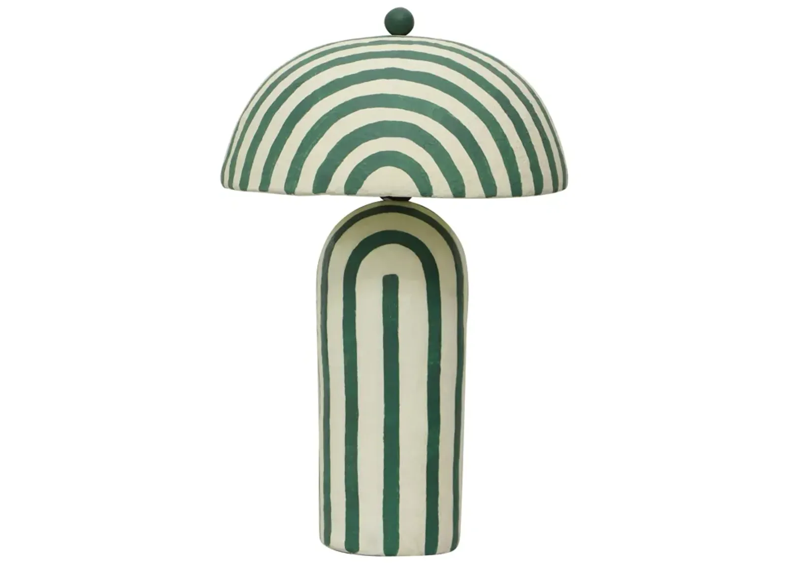 Maiori Dark Green Striped Papier Mache Table Lamp