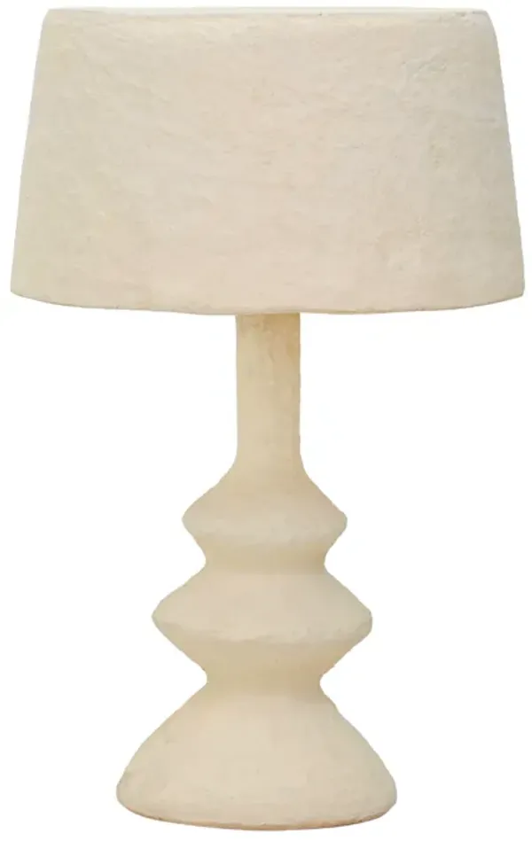 Cream Cotton Mache Table Lamp