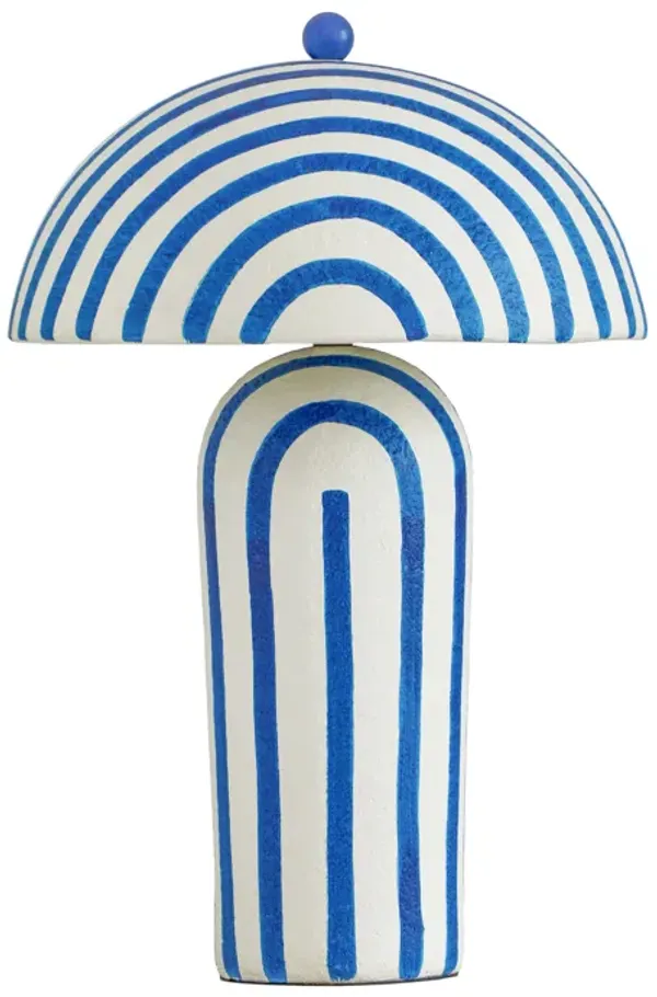 Maiori Blue Striped Papier Mache Table Lamp
