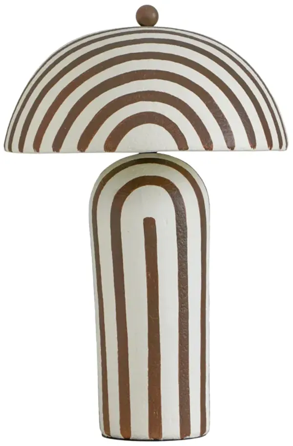 Maiori Chocolate Brown Striped Papier Mache Table Lamp