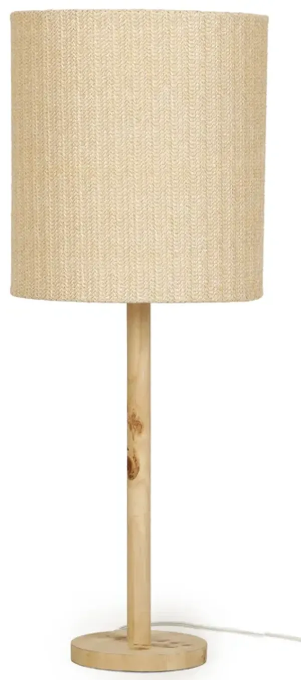 Lamia Natural Burl and Raffia Designer Table Lamp