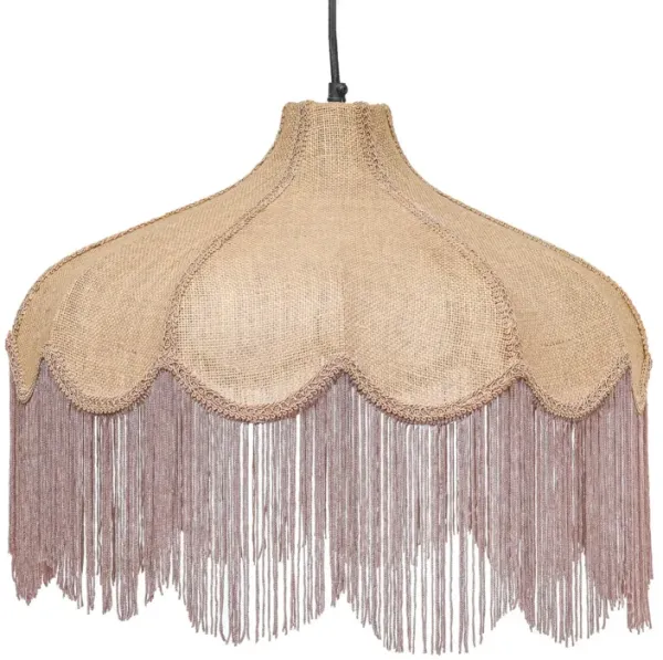 Buchanan Pink Jute Fringed Scalloped Pendant Light