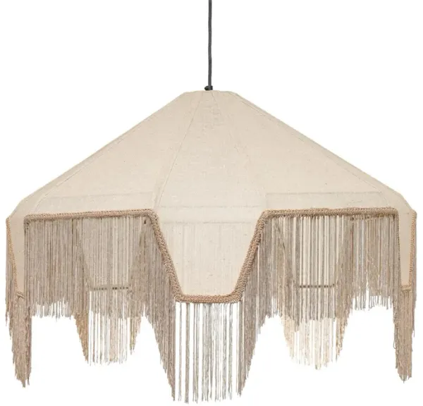 Buchanan Natural Fabric Fringed Angled Pendant Light