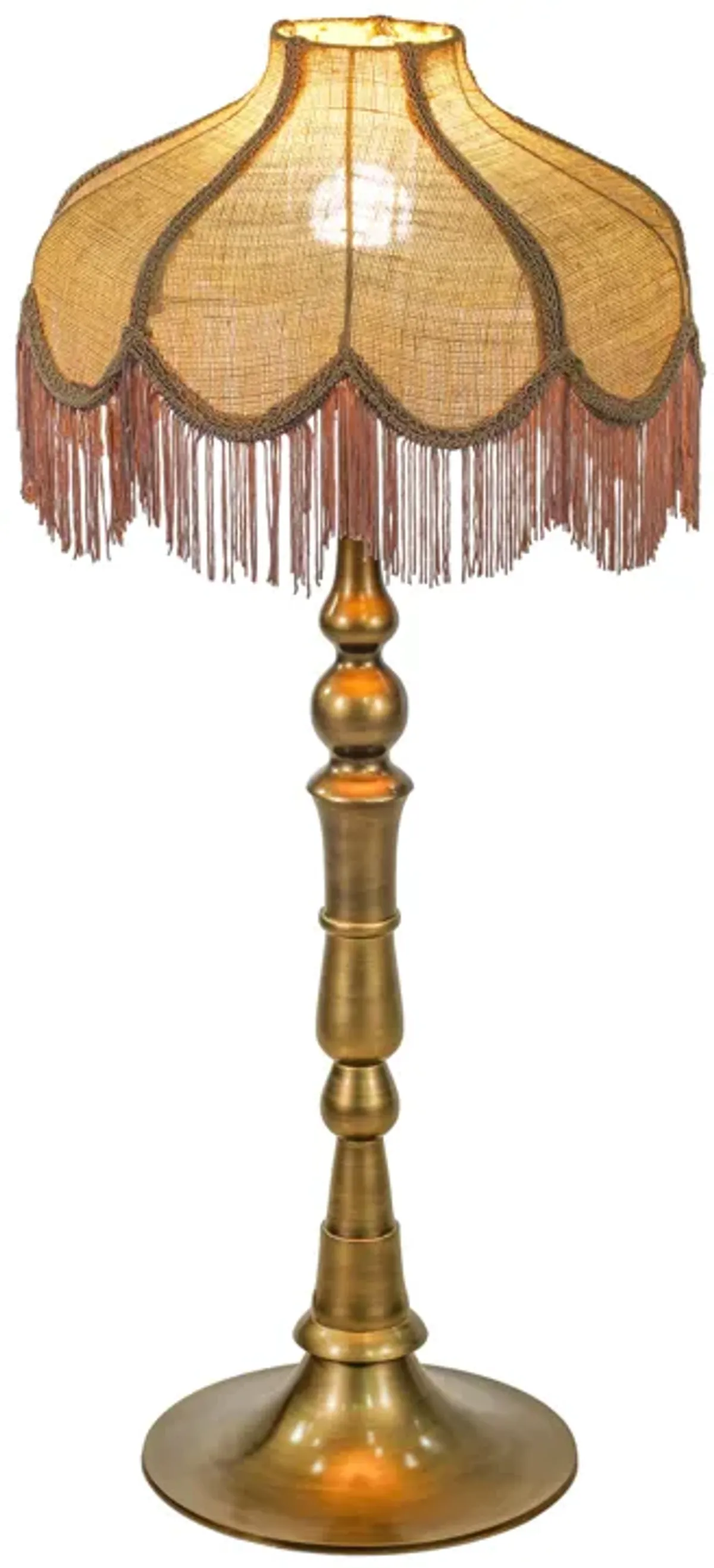 Buchanan Pink Jute Fringed Scalloped Table Lamp