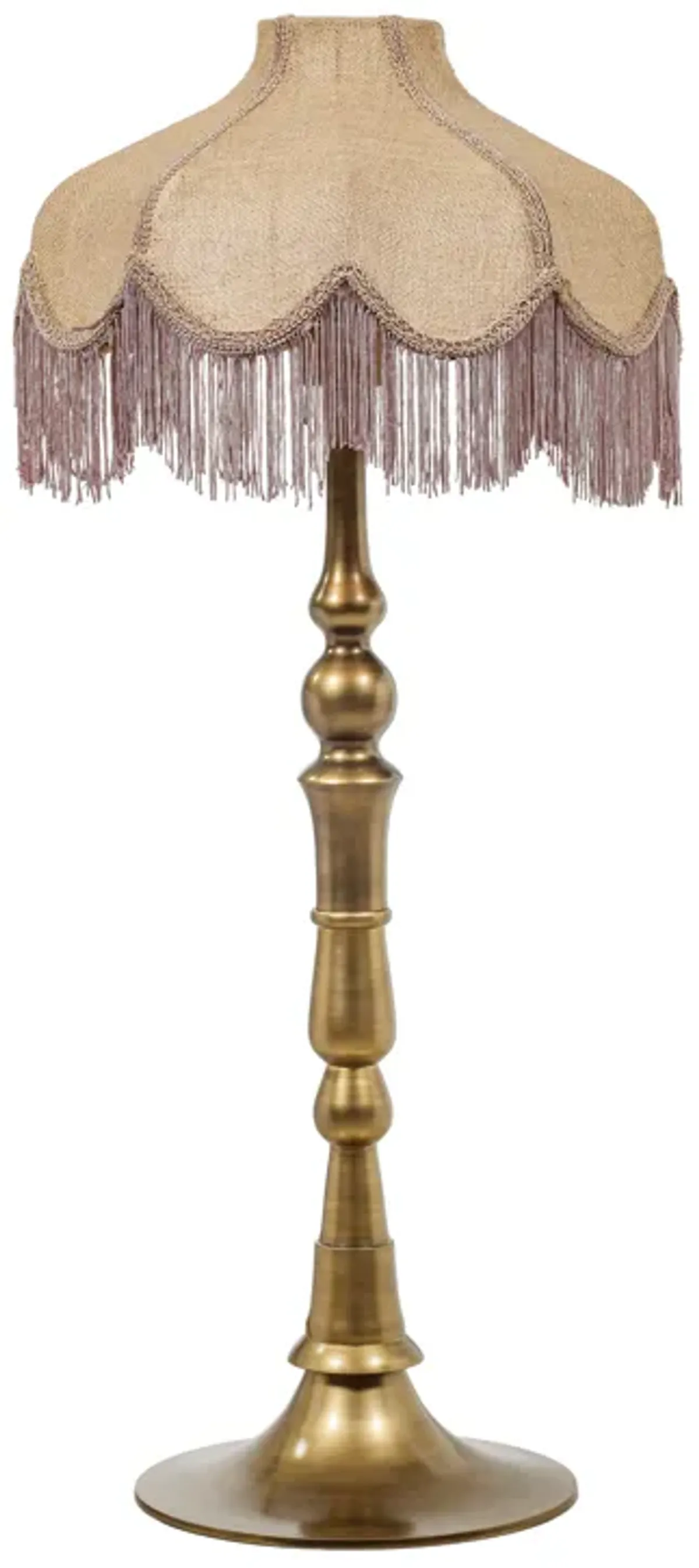 Buchanan Pink Jute Fringed Scalloped Table Lamp