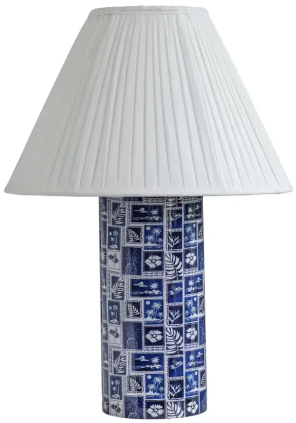 Stamp Blue Pleated Table Lamp