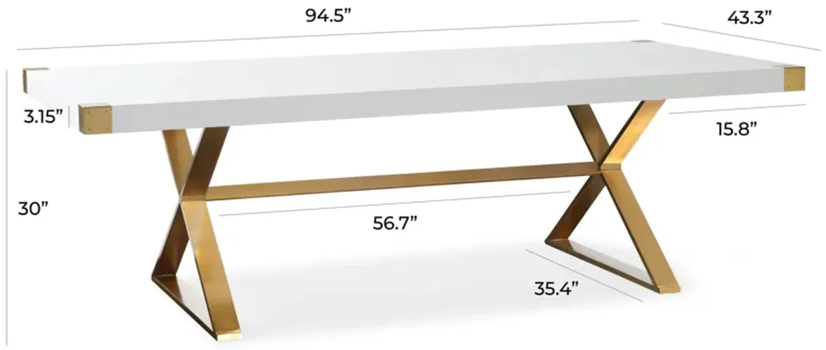 Adeline White Lacquer Dining Table