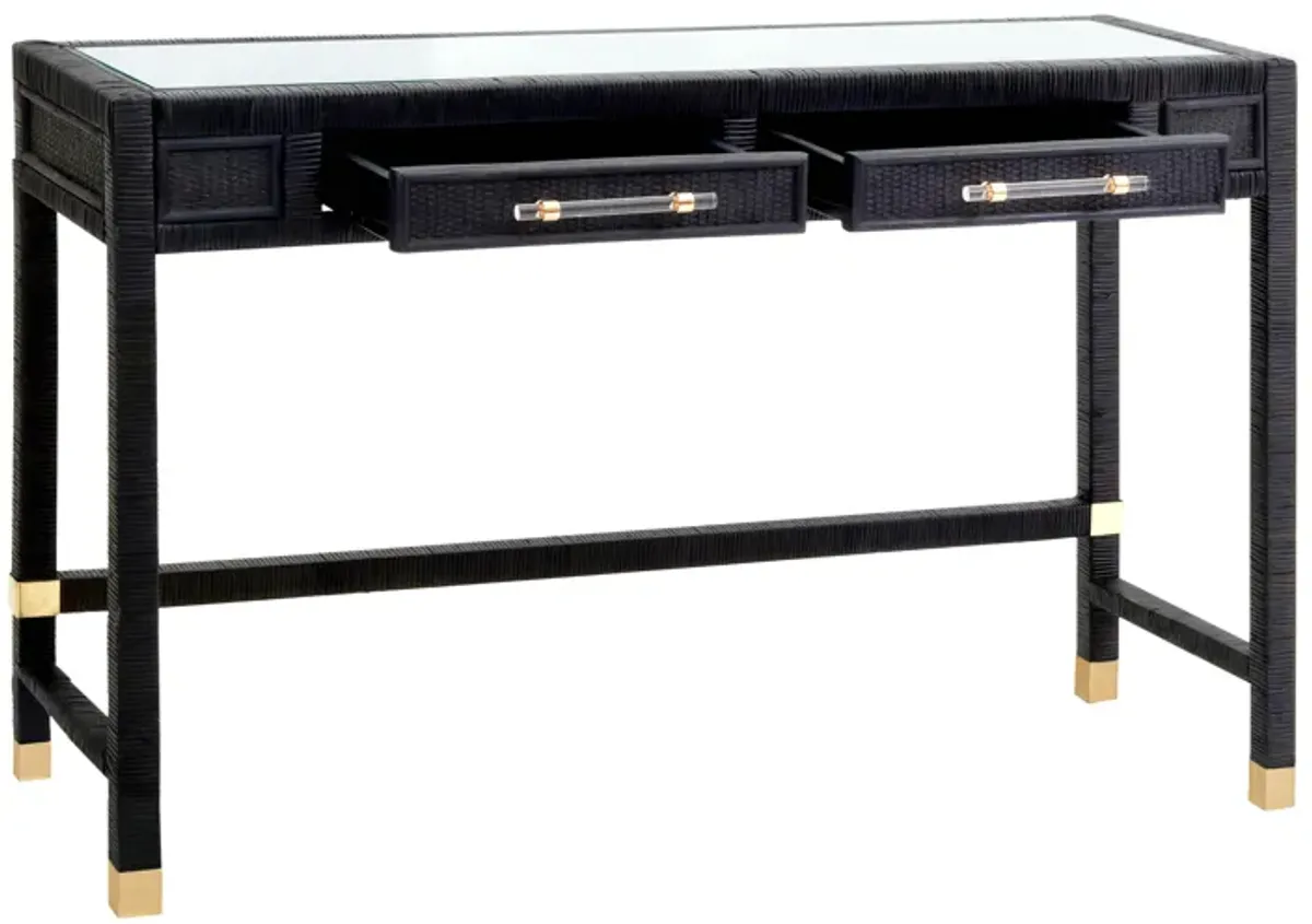 Amara Charcoal Rattan Desk