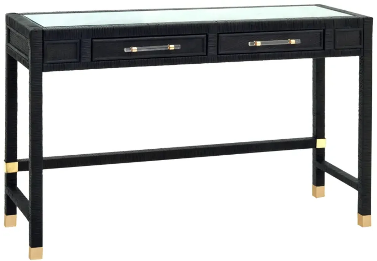 Amara Charcoal Rattan Desk