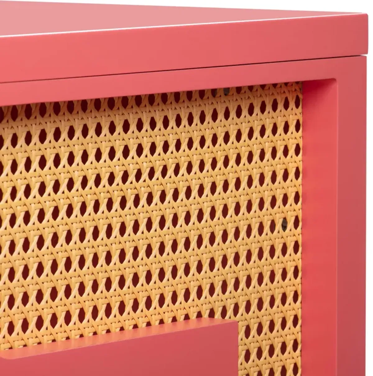 Suzie Coral Pink & Rattan Executive Desk