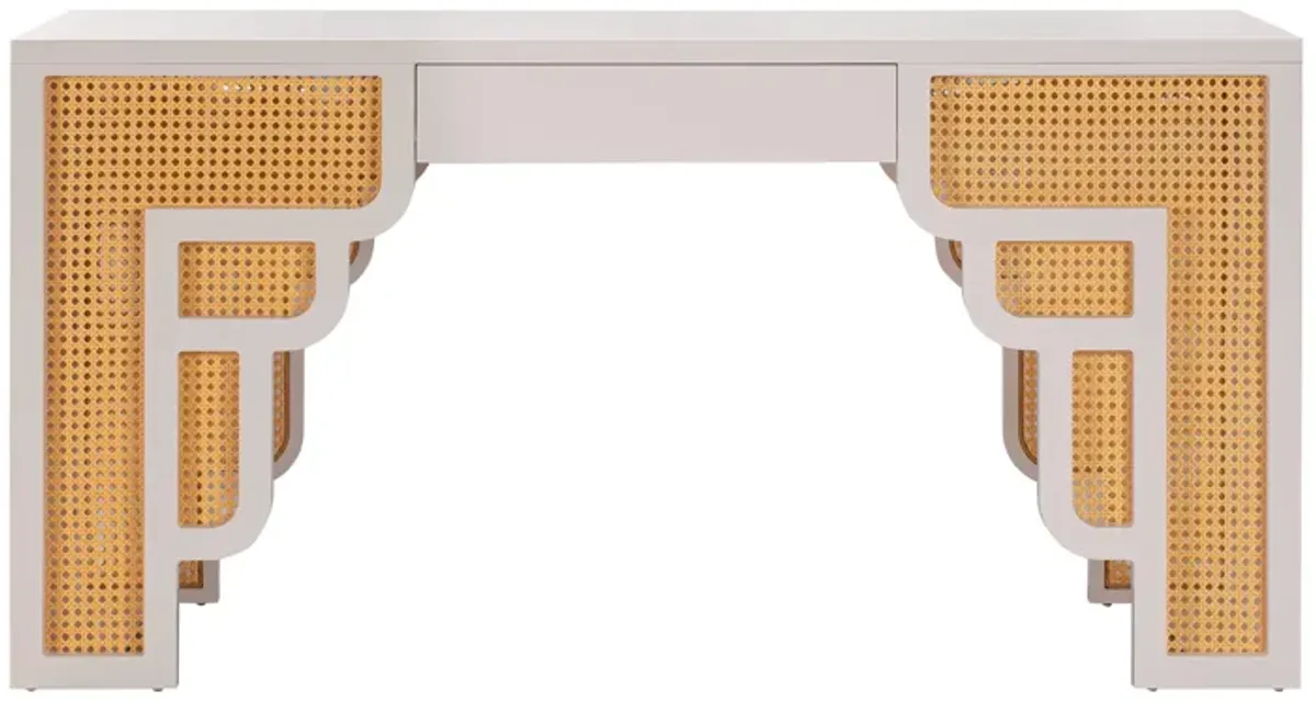 Suzie Cream & Rattan Executive Desk