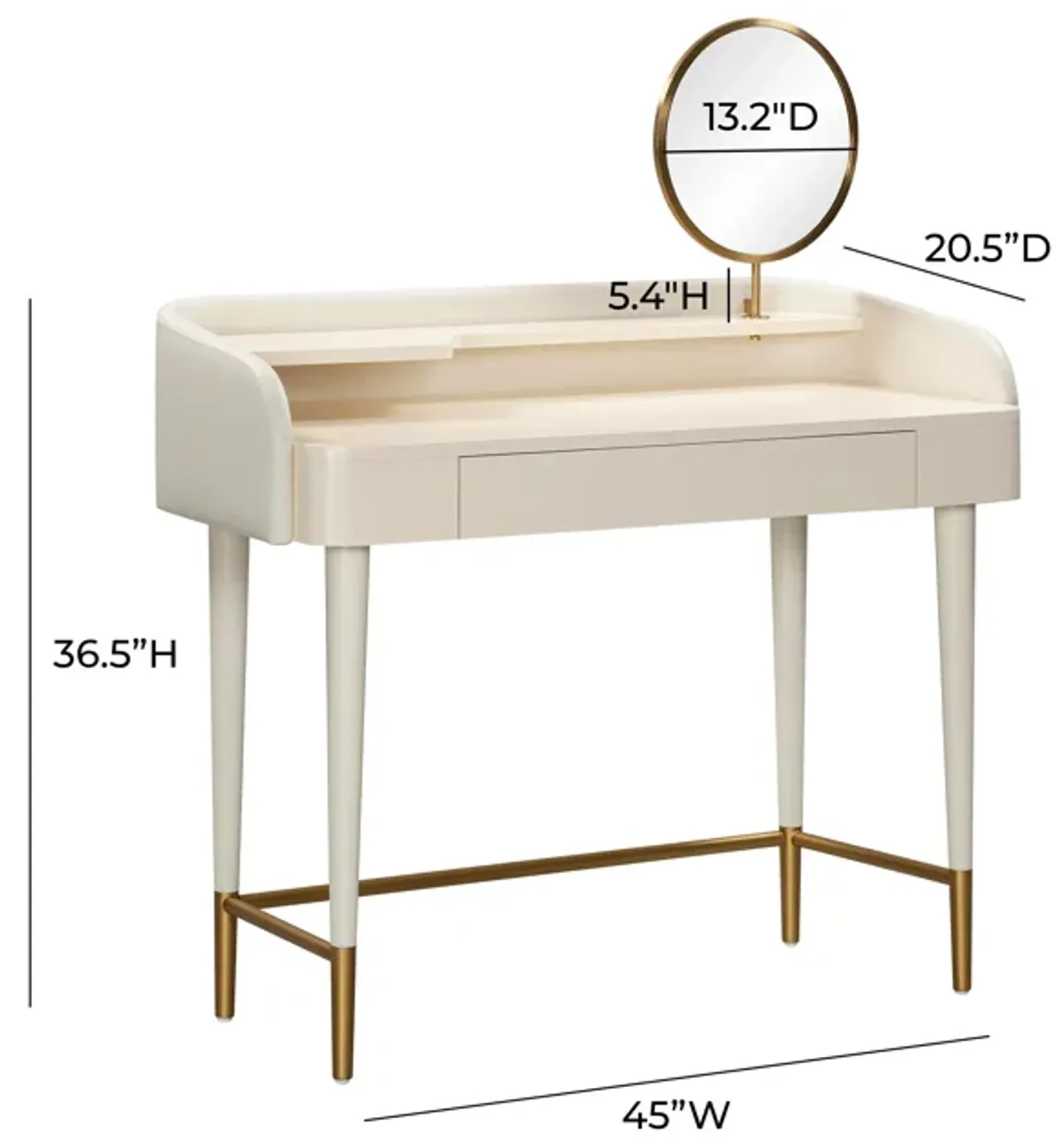 Penelope Cream Vegan Leather Wrapped Vanity Desk