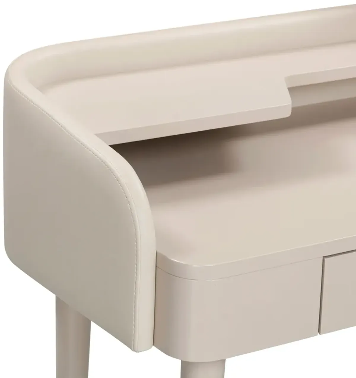 Penelope Taupe Vegan Leather Wrapped Vanity Desk