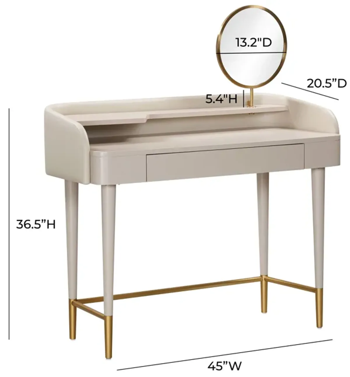 Penelope Taupe Vegan Leather Wrapped Vanity Desk