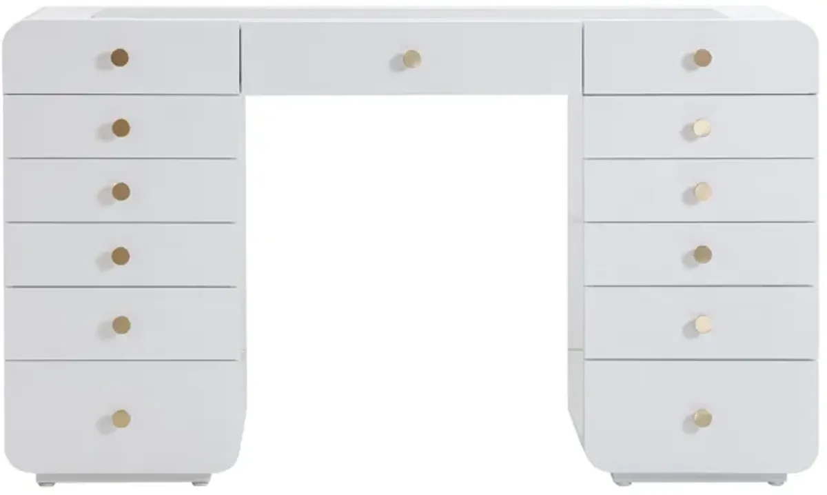 Hollywood White Desk with Vanity Mirror