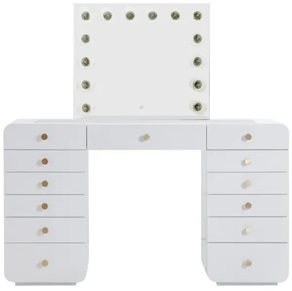 Hollywood White Desk with Vanity Mirror