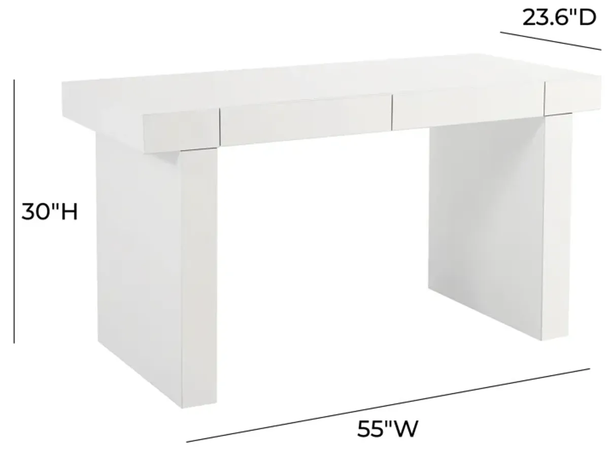 Clara Glossy White Lacquer Desk