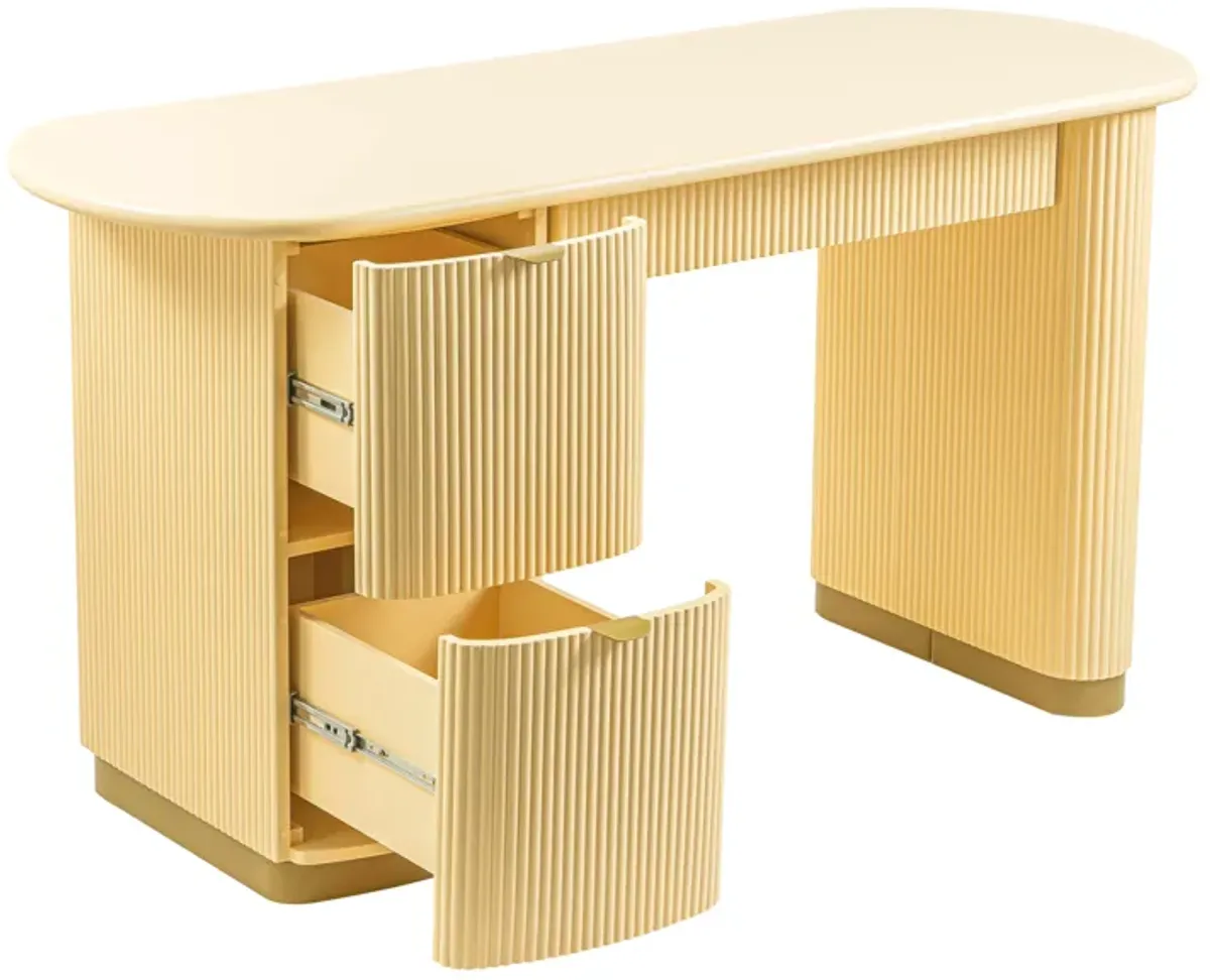 Francesca Yellow Peach 3-Drawer Desk