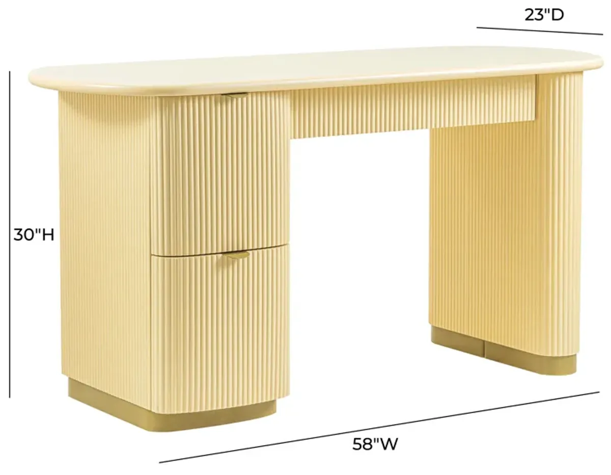 Francesca Yellow Peach 3-Drawer Desk