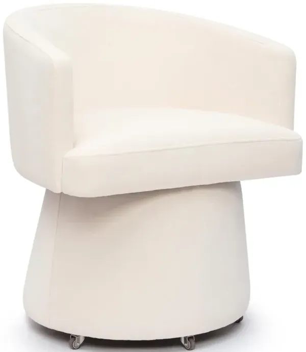 Kristen Cream Upcycled Chenille Rolling Desk Chair