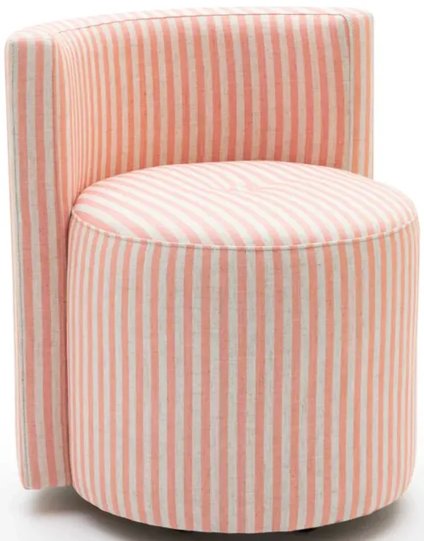 Alyssa Pink Striped Linen Rolling Desk Chair