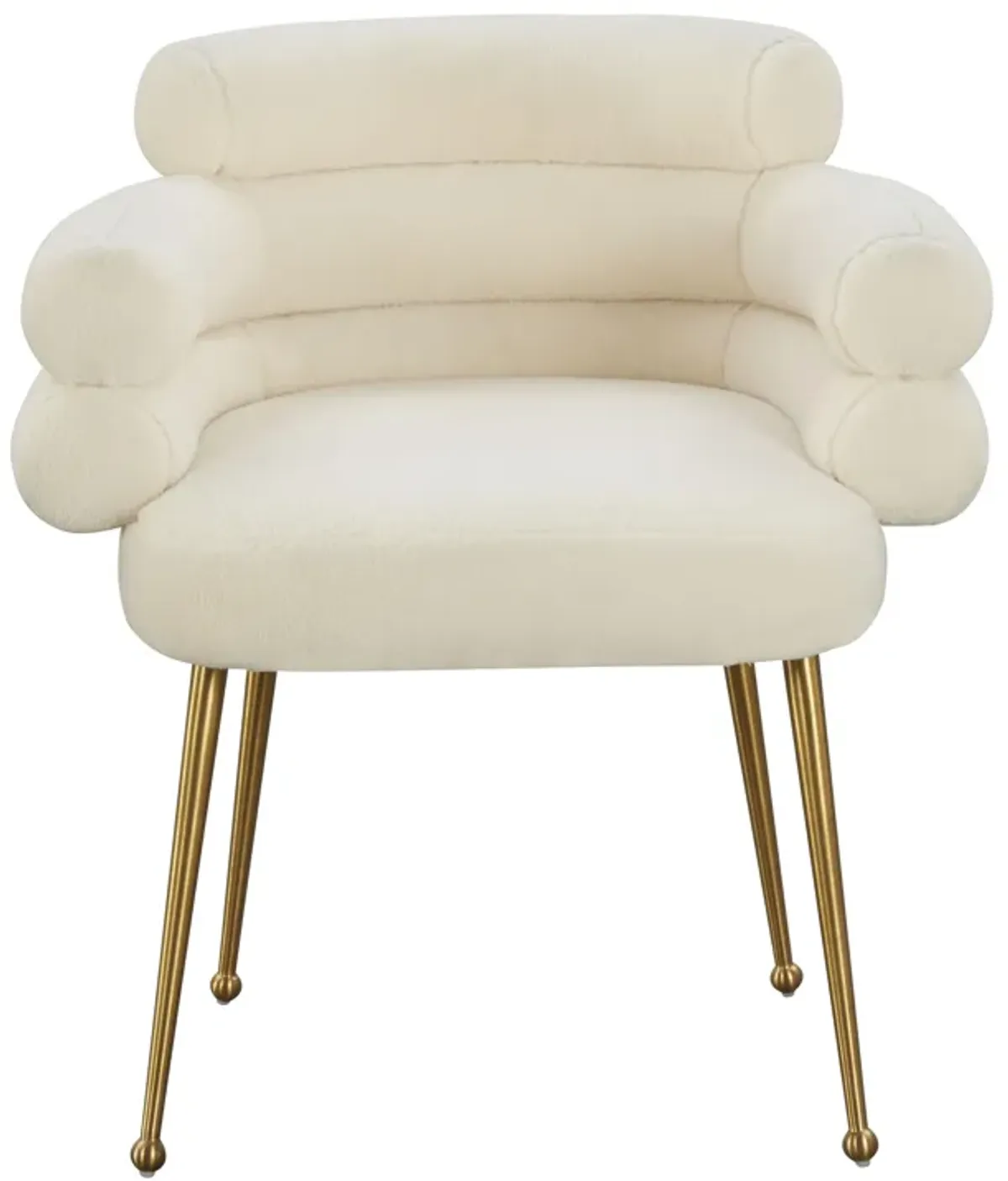 Dente Cream Faux Sheepskin Dining Chair