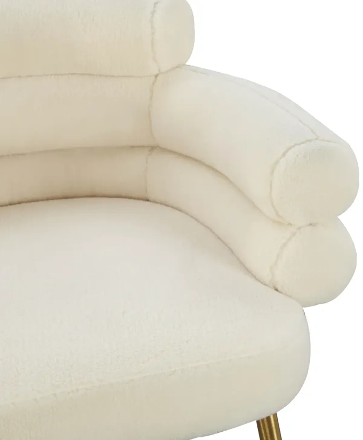 Dente Cream Faux Sheepskin Dining Chair