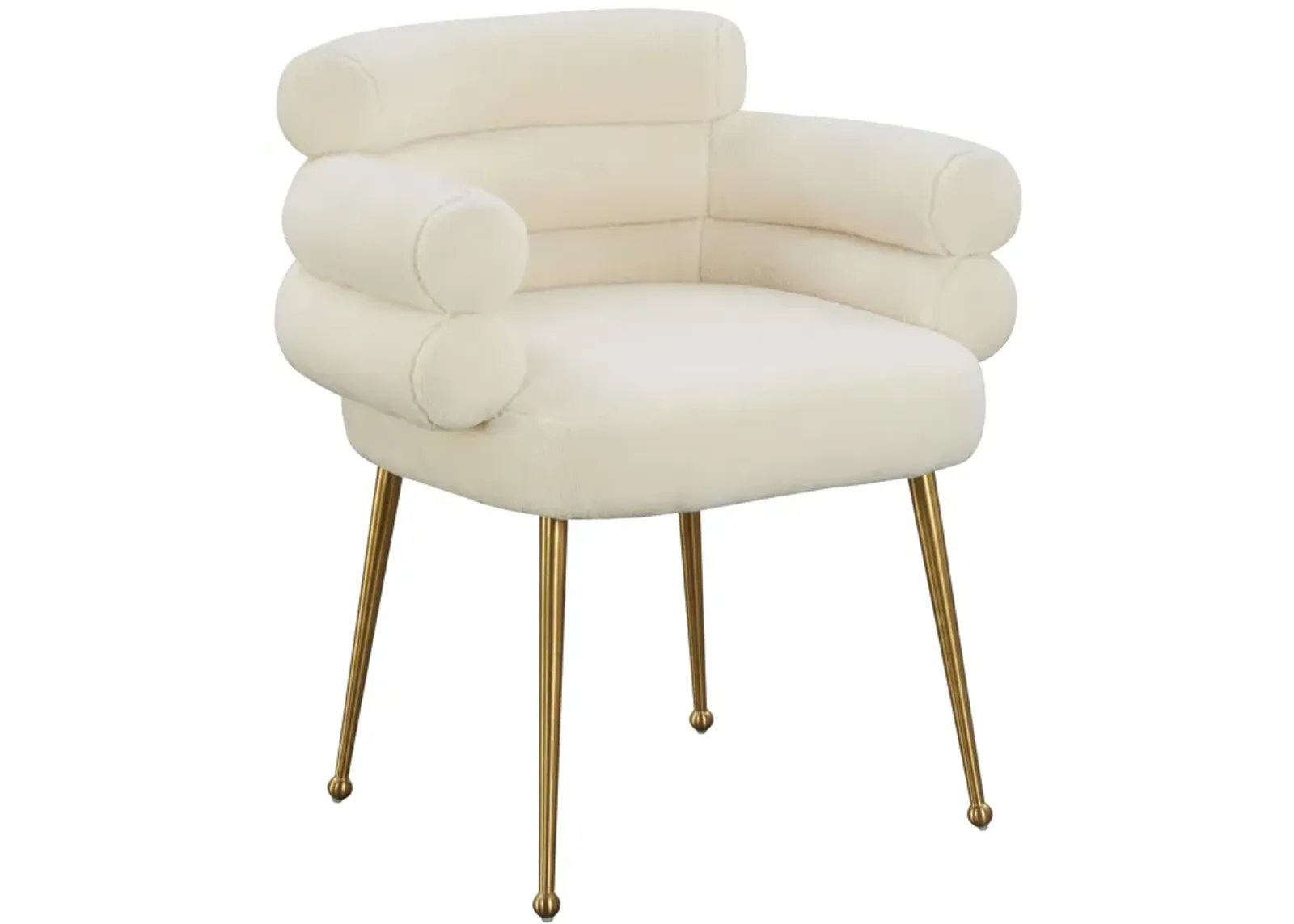 Dente Cream Faux Sheepskin Dining Chair