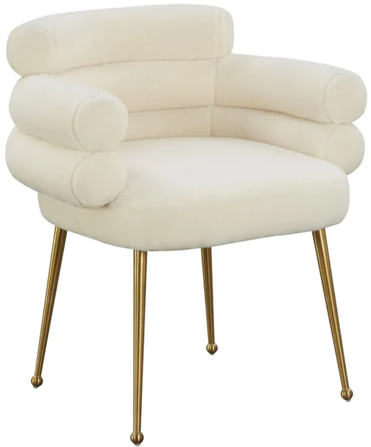 Dente Cream Faux Sheepskin Dining Chair