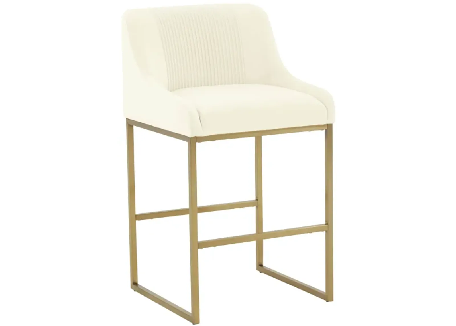 Lisa Cream Pleated Velvet Counter Stool