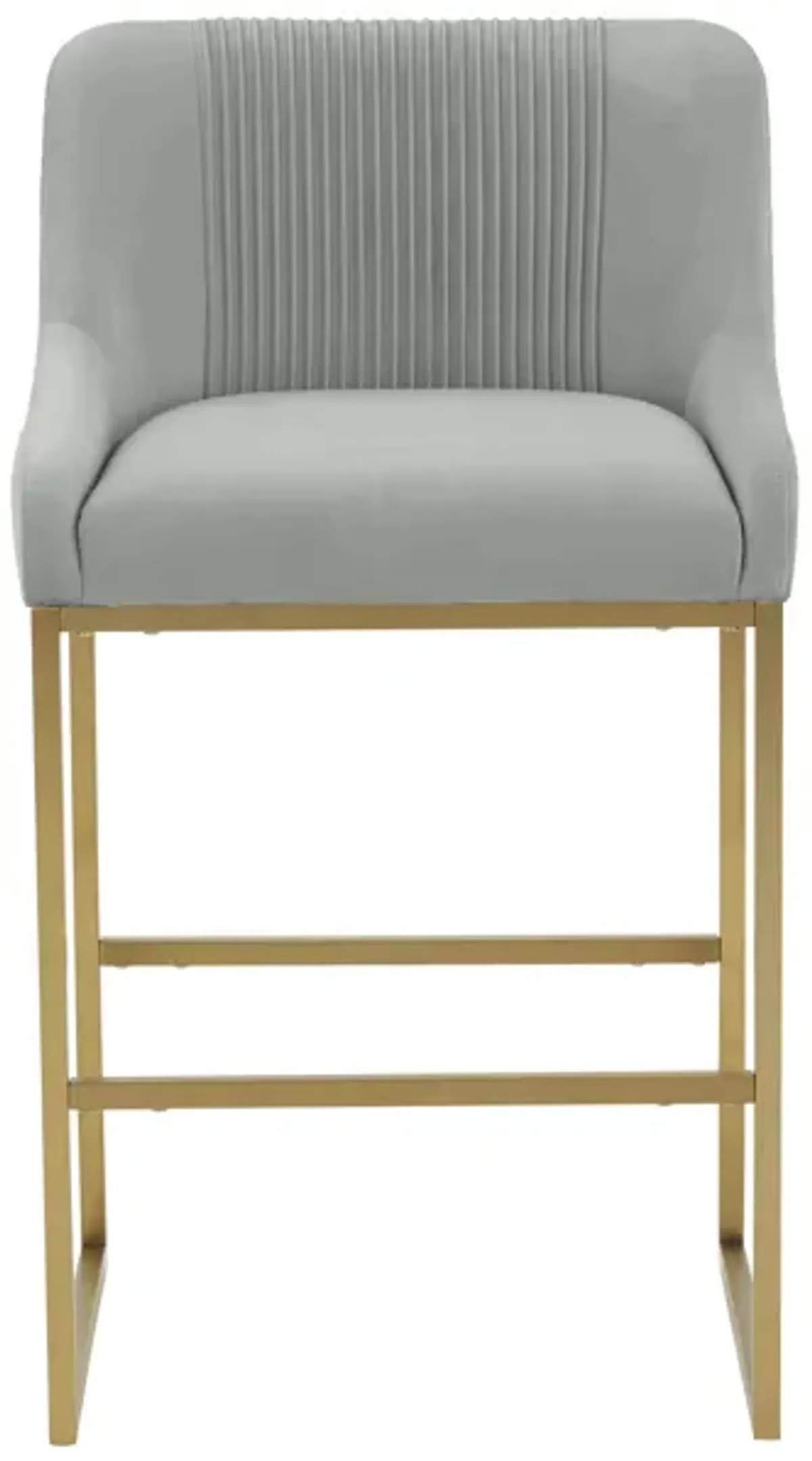 Lisa Grey Pleated Velvet Counter Stool