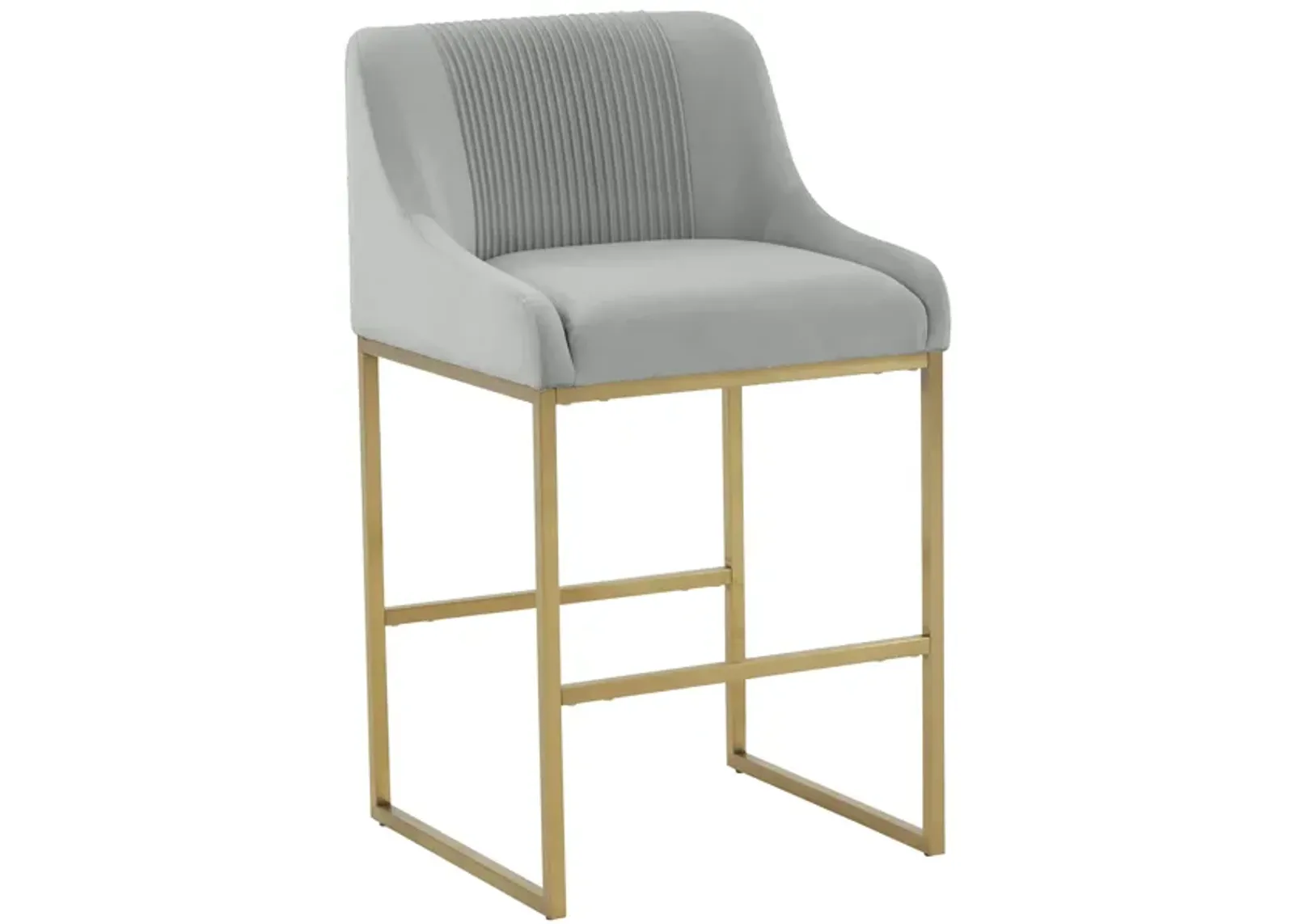 Lisa Grey Pleated Velvet Counter Stool