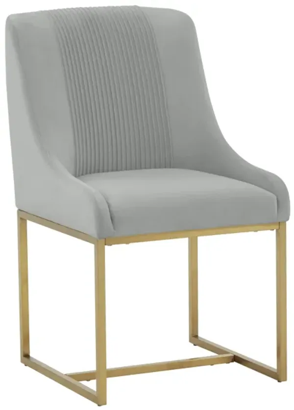 Lisa Grey Pleated Velvet  Dining Chair