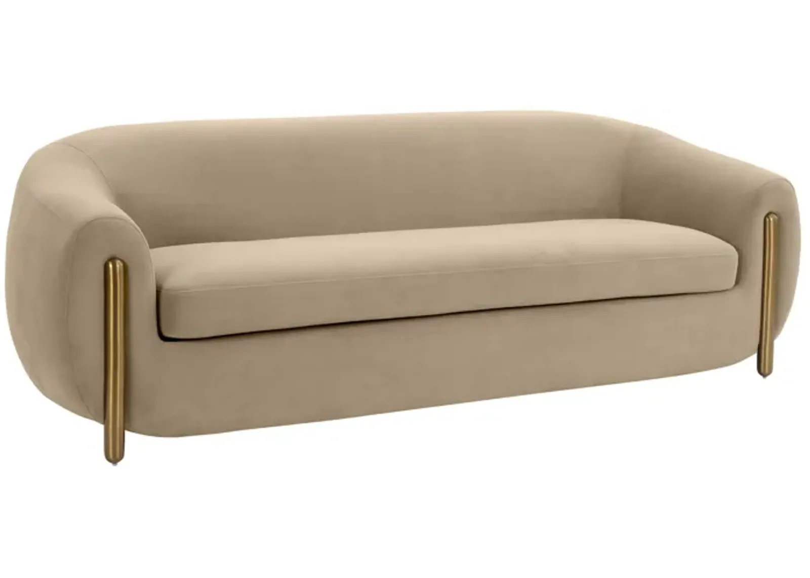 Lina Cafe Au Lait Brown Velvet Sofa