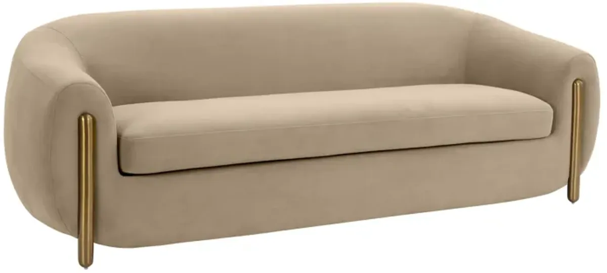 Lina Cafe Au Lait Brown Velvet Sofa