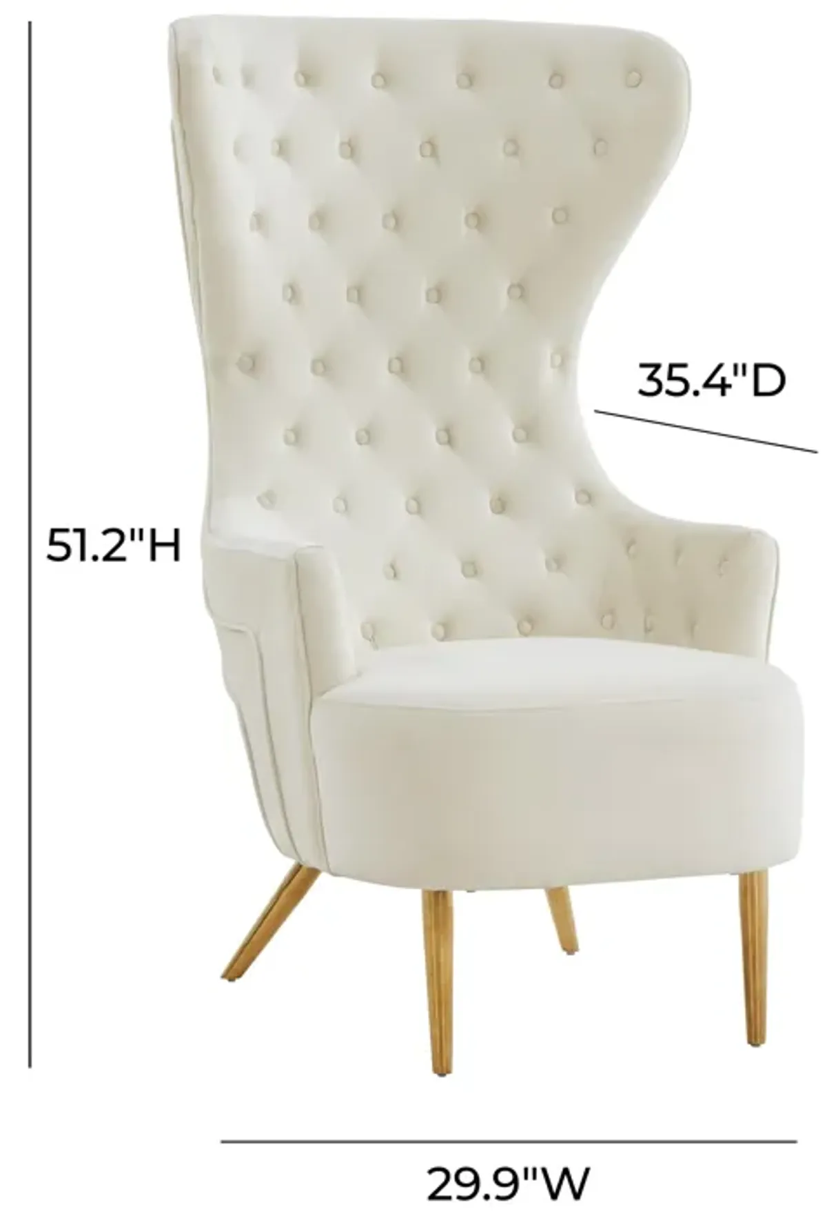 Jezebel Cream Velvet Wingback Chair