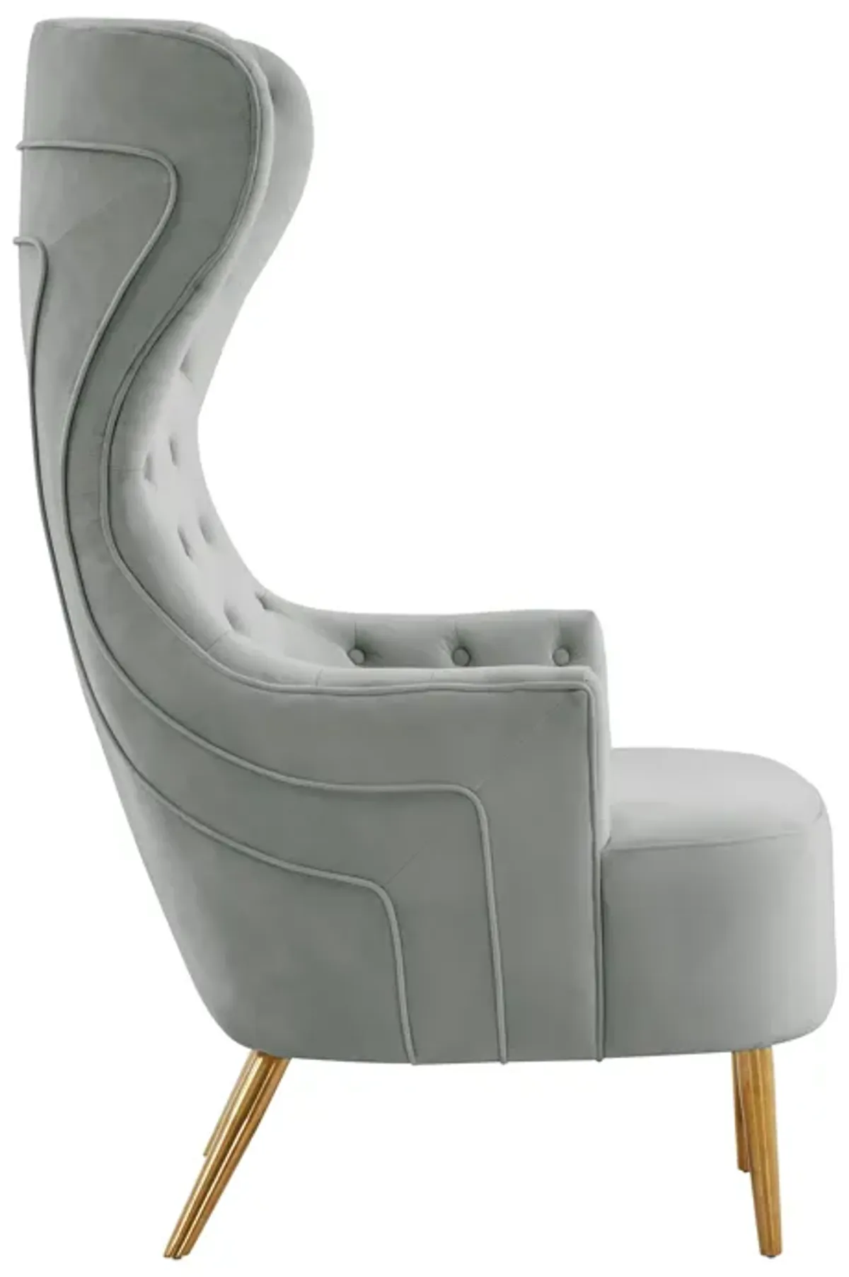 Jezebel Grey Velvet Wingback Chair