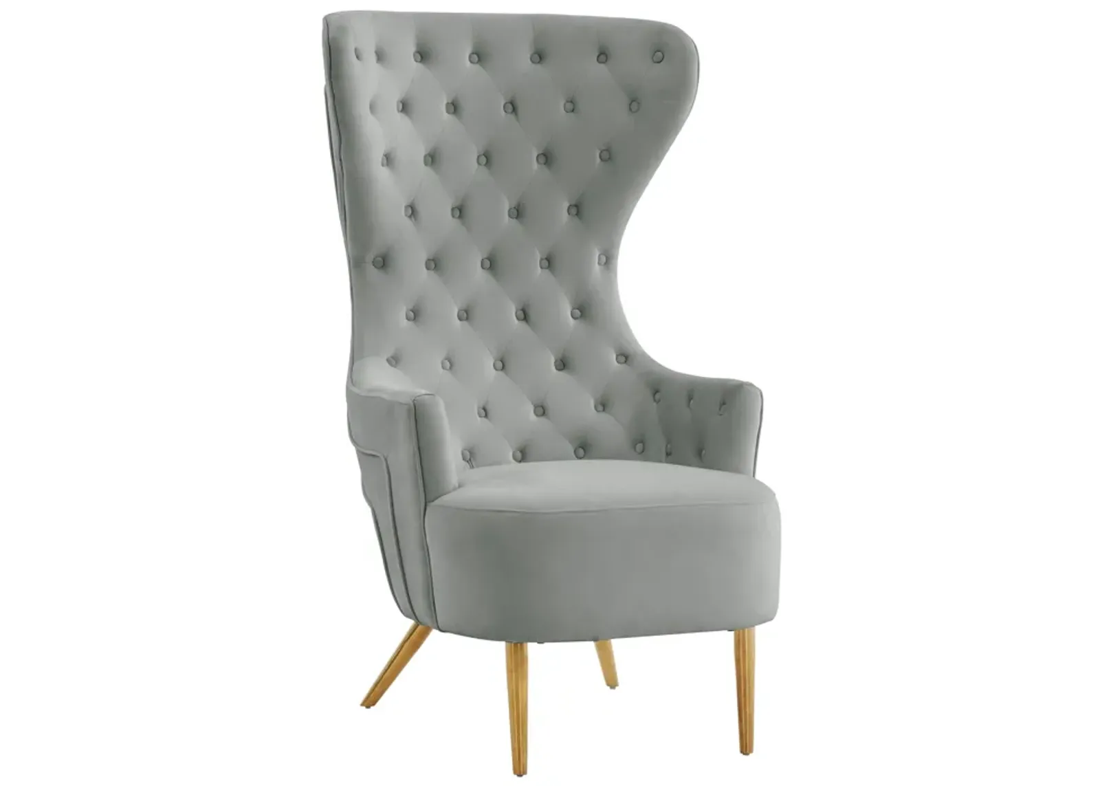 Jezebel Grey Velvet Wingback Chair