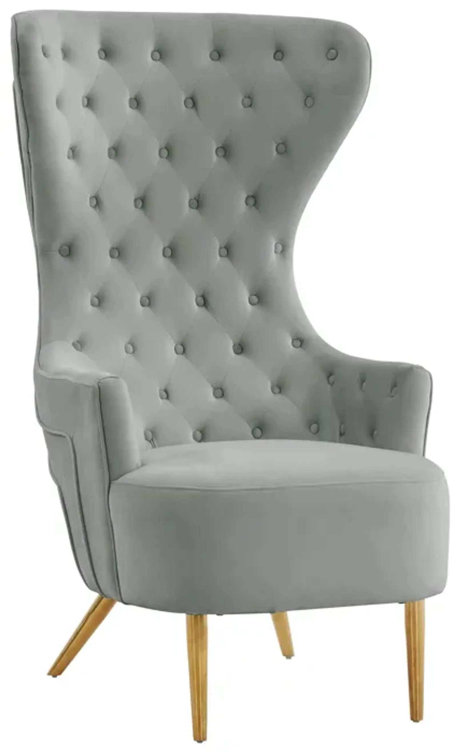 Jezebel Grey Velvet Wingback Chair