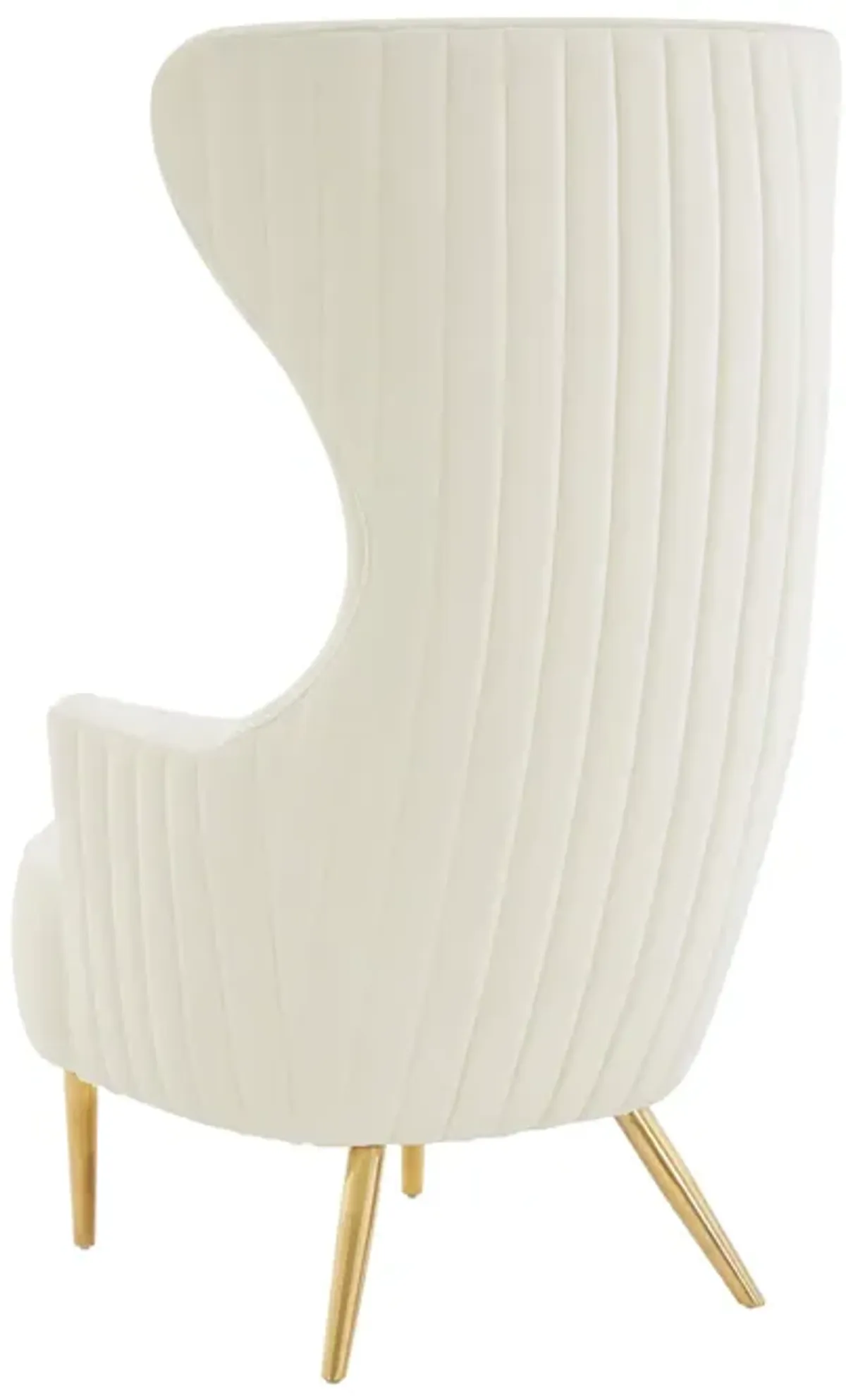 Julia Cream Velvet Channel Tufted Wingback Chair