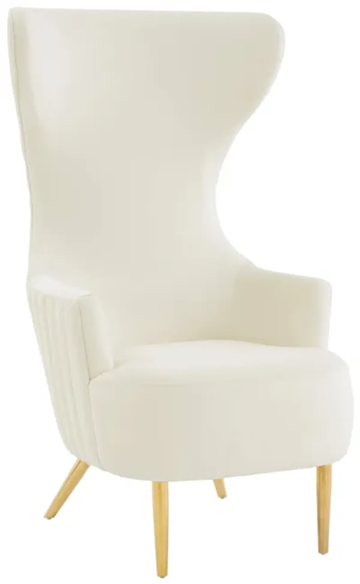 Julia Cream Velvet Channel Tufted Wingback Chair