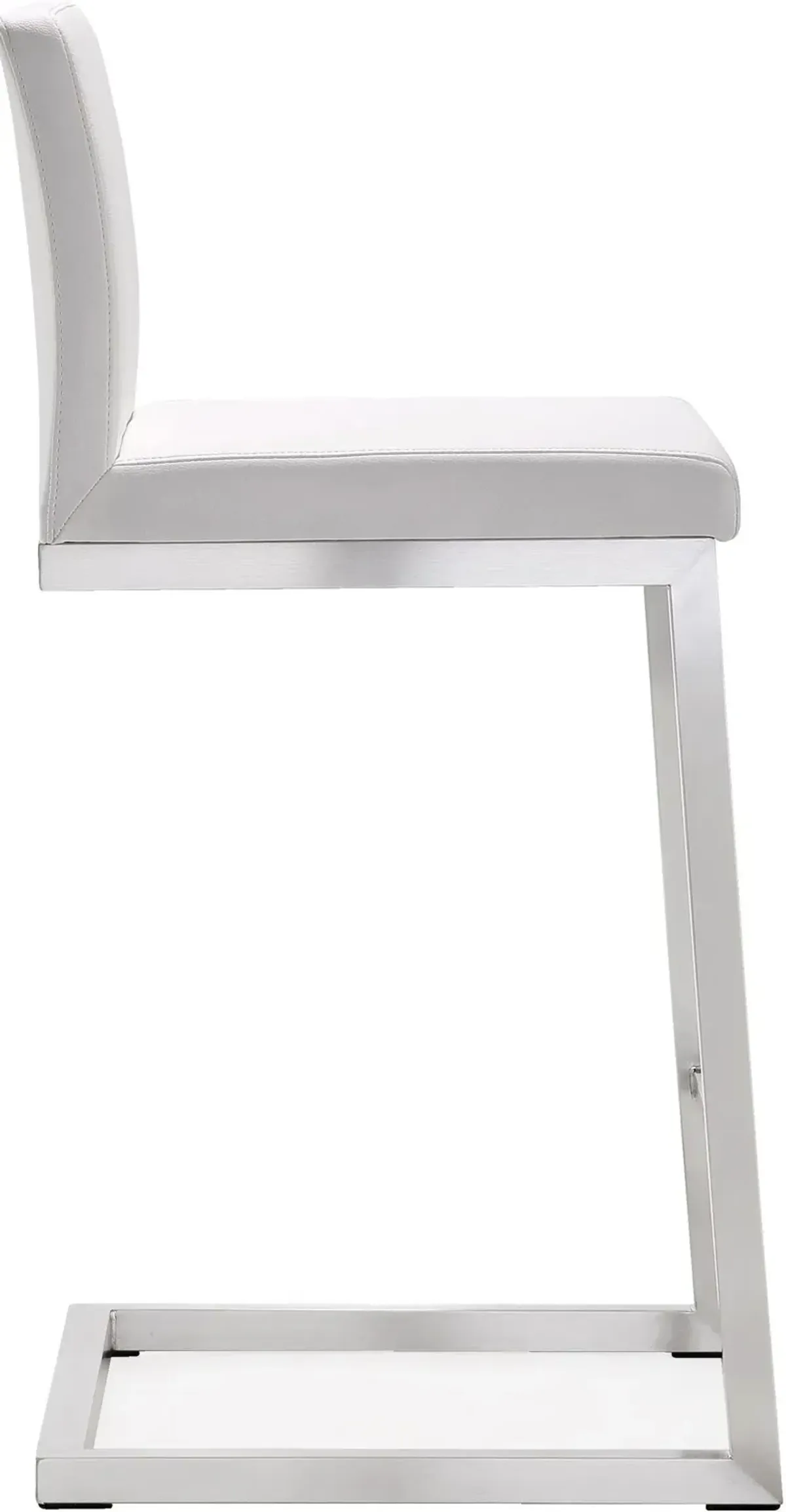 Parma White Performance Vegan Leather and Stainless Steel Counter Stool - Set of 2