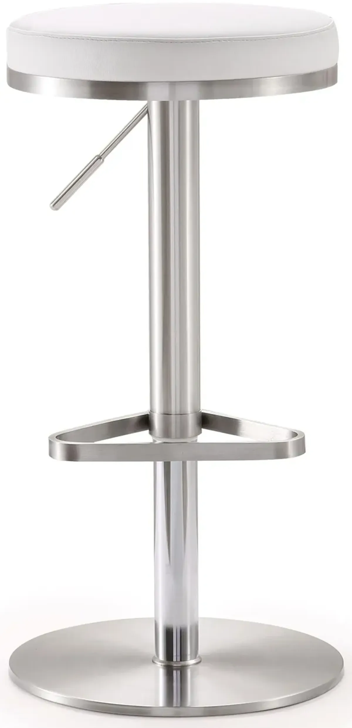 Fano White Performance Vegan Leather and Stainless Steel Adjustable Barstool