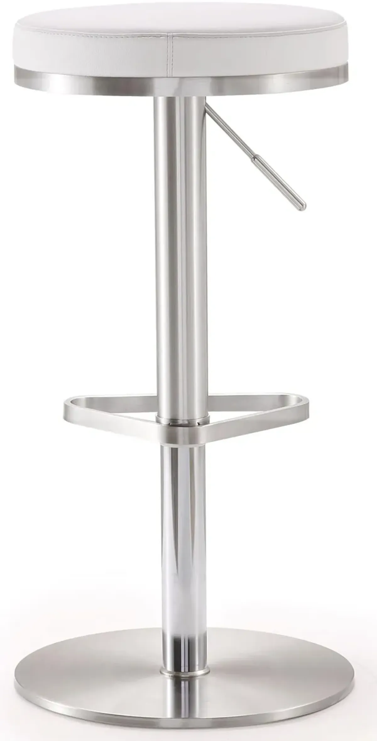 Fano White Performance Vegan Leather and Stainless Steel Adjustable Barstool