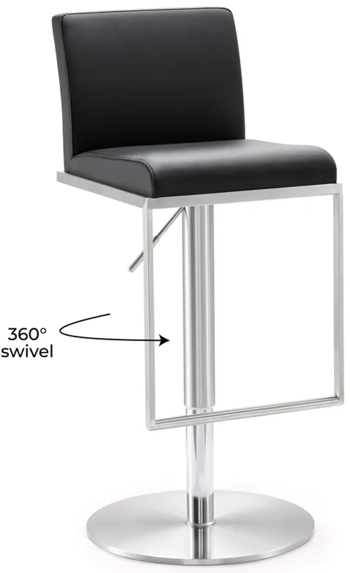 Amalfi Black Performance Vegan Leather Adjustable Stool