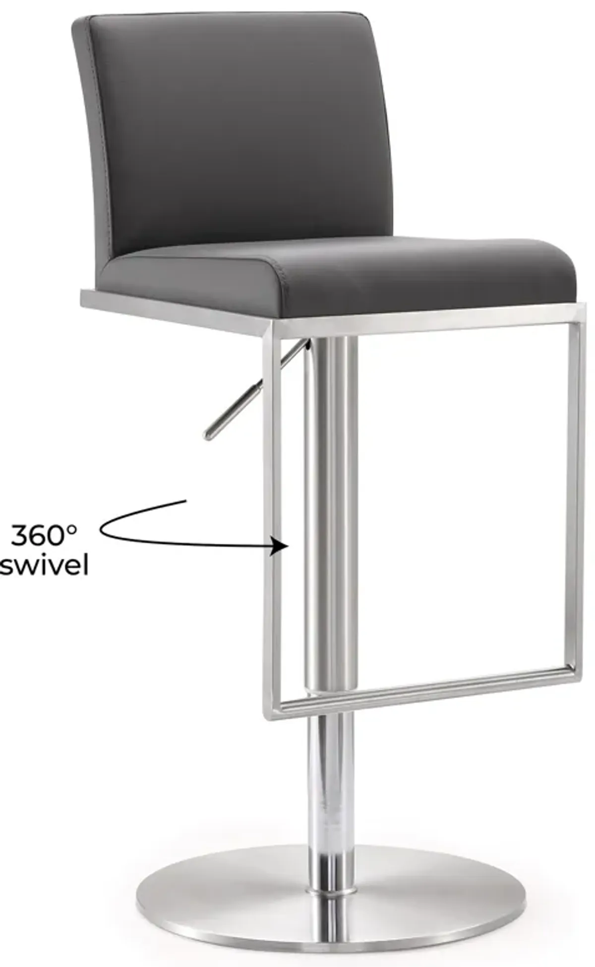 Amalfi Grey Performance Vegan Leather Adjustable Stool