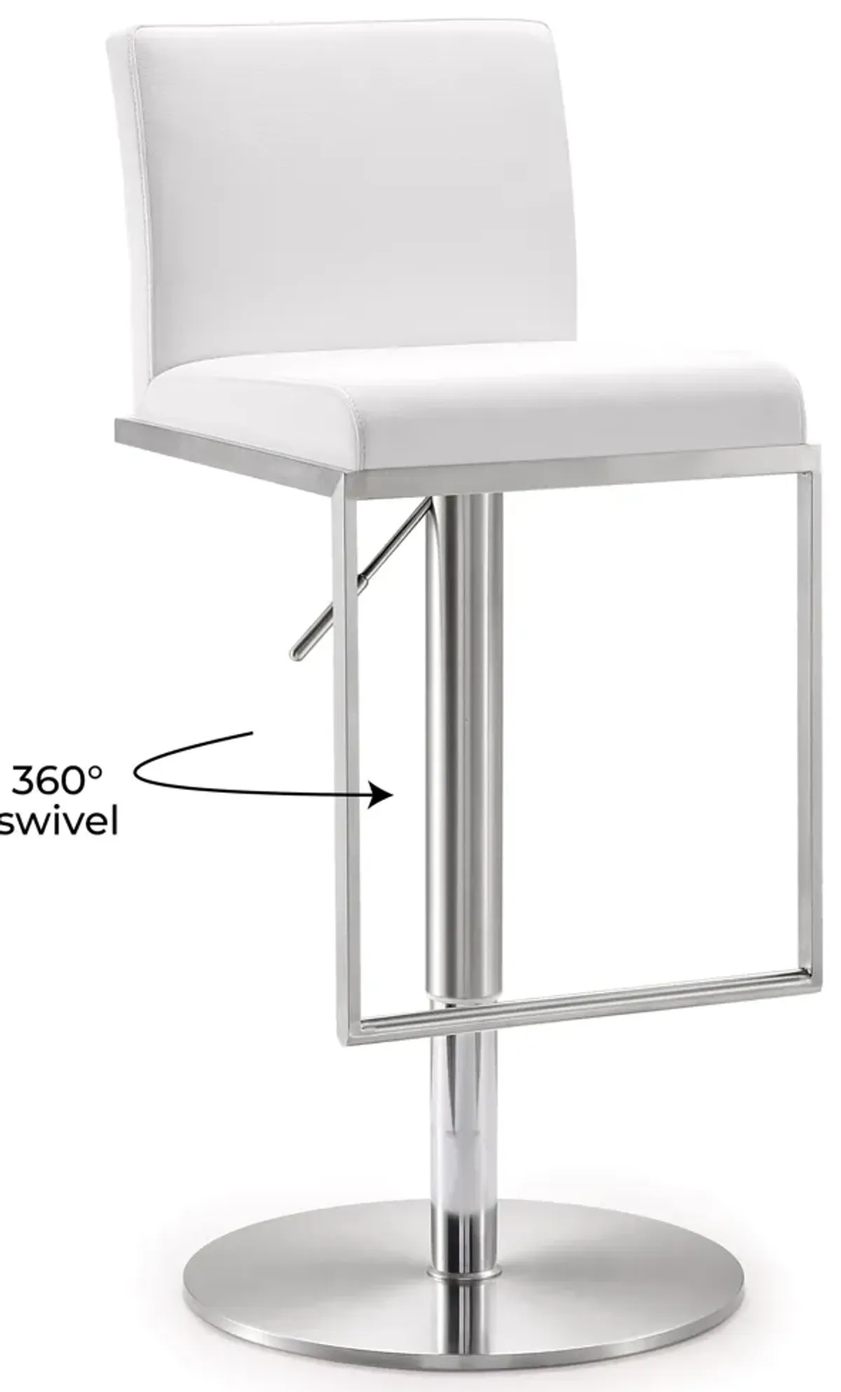 Amalfi White Performance Vegan Leather Adjustable Stool