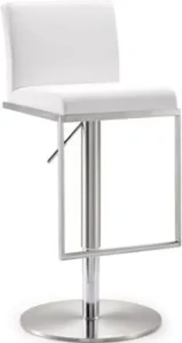Amalfi White Performance Vegan Leather Adjustable Stool