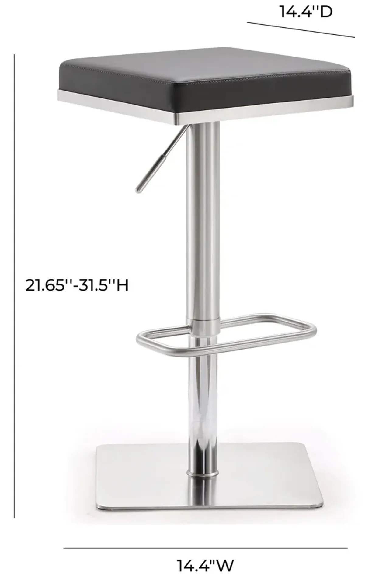 Bari Grey Stainless Steel Adjustable Barstool